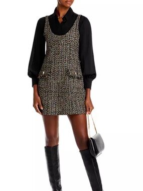 Cinq a Sept Confetti Tweed Mixed Media Dress Size 2